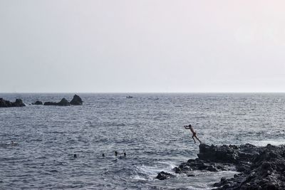 Scenic view of sea against clear sky