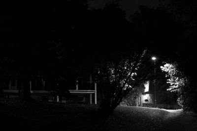 Illuminated street light at night