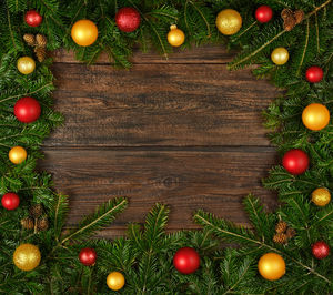 Directly above shot of christmas tree on table