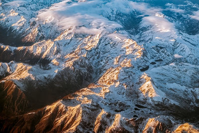 High angle view of sea shore during winter