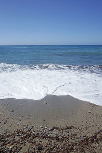 Scenic view of sea against clear sky