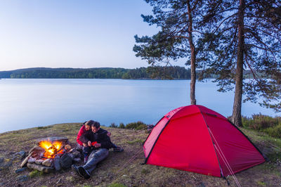 Couple camping