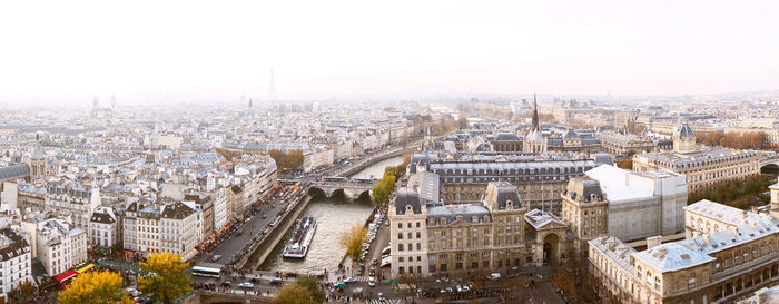 High angle view of buildings in city