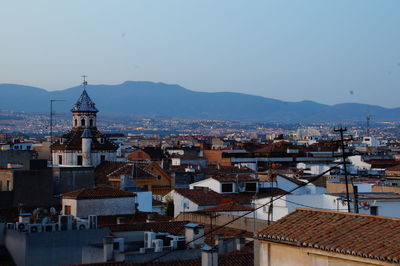 High angle view of townscape against sky