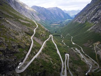 High angle view of mountain road