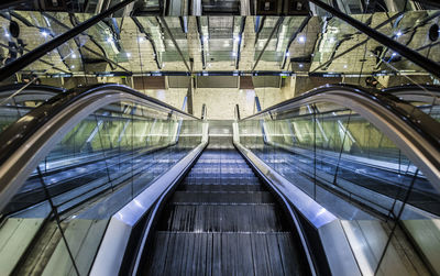 High angle view of escalator