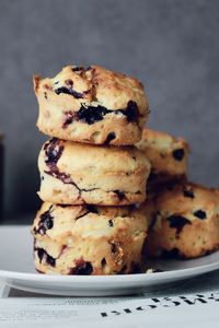 Close-up of cookies in plate