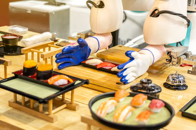 High angle view of food on table