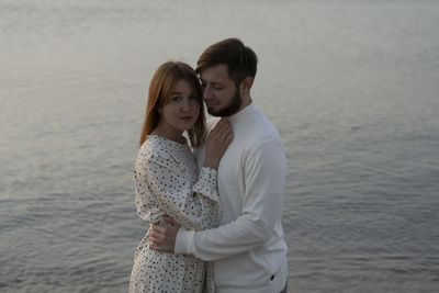 Kaliningrad, russia. young couple in love on the seaside