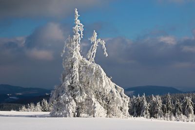 Scenic view of snowcapped mountain against sky