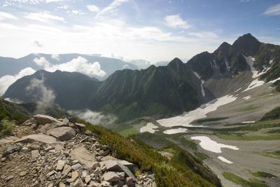 Scenic view of mountains against sky