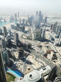 High angle view of cityscape against sky