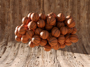 Close-up of bananas on wooden table