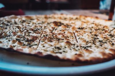 Close-up of pizza on table