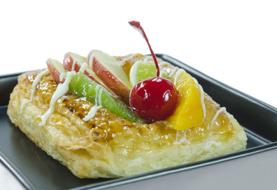 Close-up of dessert served on plate