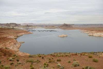 Scenic view of lake against sky