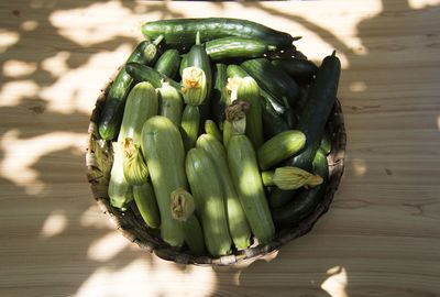 High angle view of vegetables on table