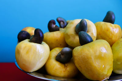 Close-up of fruits in plate