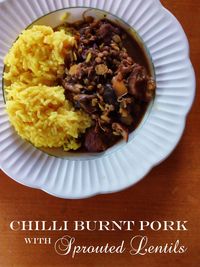 High angle view of food served in bowl