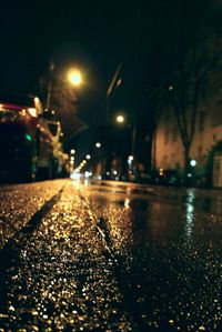 Wet street at night