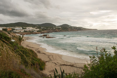 Scenic view of beach against sky