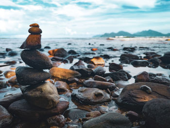 Stack of stones on beach