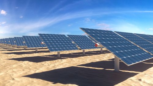 Low angle view of solar panels