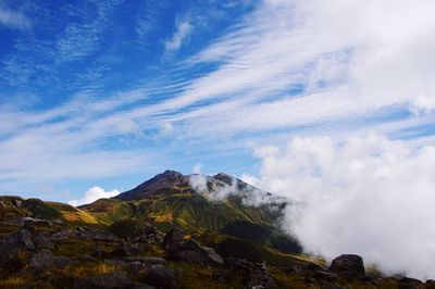 Low angle view of mountain against sky