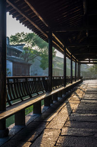 View of empty corridor in old town