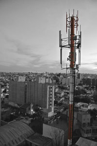 High angle view of buildings against sky in city