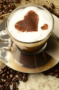 Close-up of coffee cup on table