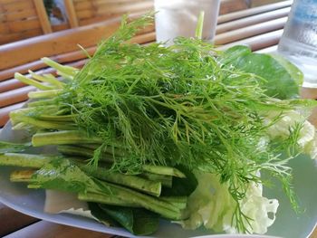 High angle view of vegetables in container