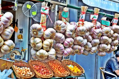 Various fruits for sale at market stall