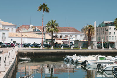 View of swimming pool against buildings