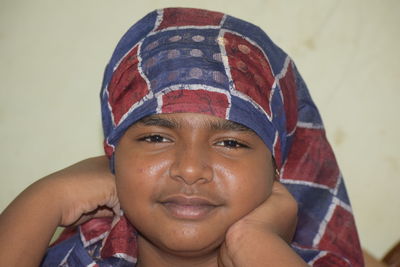 Close-up portrait of smiling boy