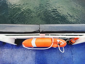 High angle view of nautical vessel in water