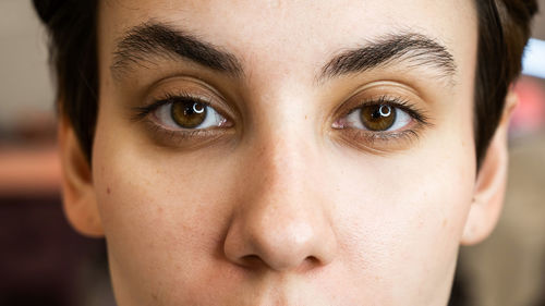 Caucasian woman before procedure in beauty salon. 