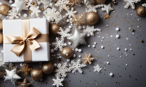 Christmas decorations on table