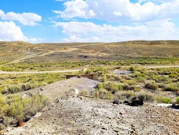 Scenic view of land against sky