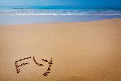 View of text on beach