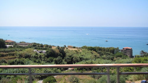 Scenic view of sea against clear sky