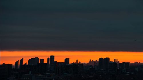 View of city at night