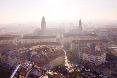 High angle view of cityscape against sky