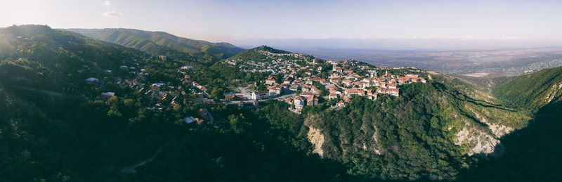 High angle view of townscape against sky