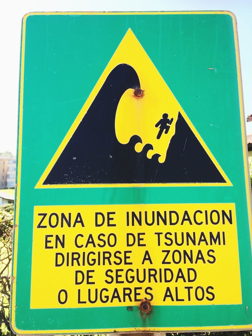 HIGH ANGLE VIEW OF WARNING SIGN