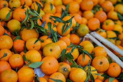 Full frame shot of oranges at market stall