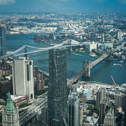 High angle view of buildings in city