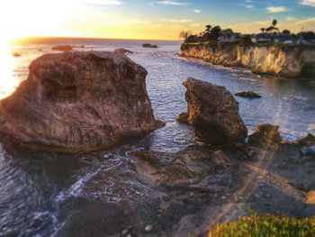 Scenic view of sea at sunset