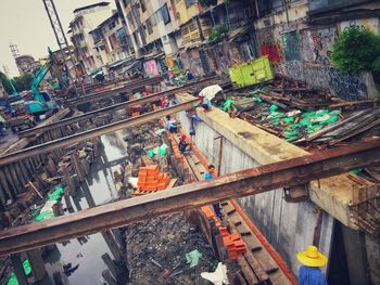 High angle view of construction site