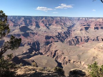 Panoramic view of landscape and mountains against sky